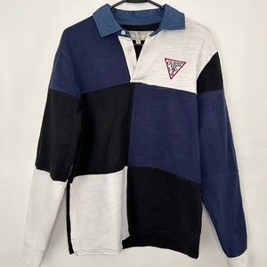 Guess Colorblock Long-sleeve Collared Shirt